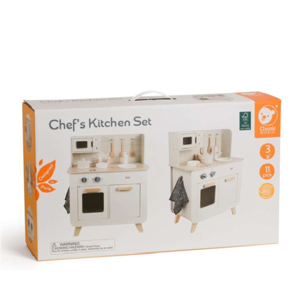 Classic World Wooden Chef’s Kitchen Playset – 11 pcs